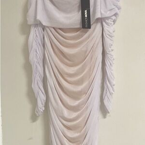 Fashion Nova White Ruched Dress